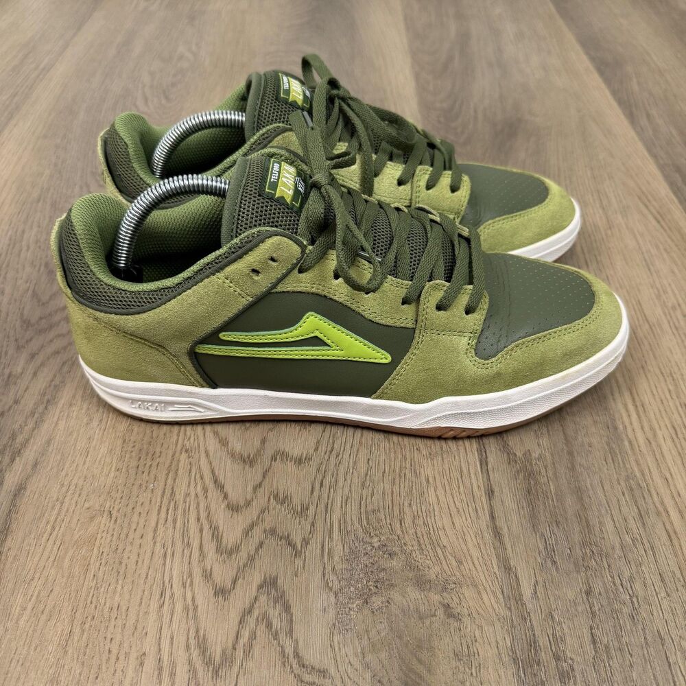 Lakai Telford Low Shoes Mens Size 10 Green Suede Skate Low Top Lace Up Sneakers
